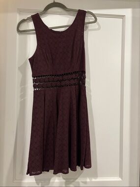 Free People Plum Lace Fit-and-Flare Mini Dress